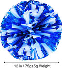 4 Blue White Cheerleading Pom Poms - Metallic Plastic For Team Spirit