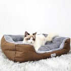 Cat Cushion Bed Brown Soft Pet Bed W  Charcoal Odor Bags For Cats Small Dogs