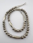 Vintage Navajo Sterling Silver 8mm Pearl Bench Bead Necklace 22 5  - 24 9g