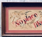 Antique Victorian Paper Punch Motto Sampler  No Place Like Home On Banner