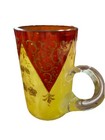 Bohemian Hand Blown Hand Painted Gold   Red Persian Islamic Style Writing On Cup