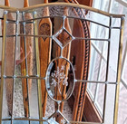 Vtg Brass Leaded Beveled Clear Stained Glass Arched Window Panel Etched Pair Set