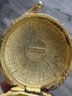 Vintage Est  e Lauder Solid Perfume Compact Gold Rope Turquoise Cabochon  Trinket
