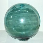 Large Vtg Japanese Glass Ball Fishing Float Hand Blown Buoy 9       Green Ff Kanji