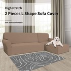 Easy-going Stretch Sofa Slipcover 2 Pieces L-shaped Sofa Cover Sectional Couch