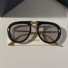 Gucci Gg0307s Foldable Sunglasses Black Crystal Studded Gray Lenses Ships Today