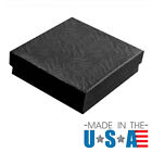 Custom Printed Swirl Black Cotton Filled Boxes Jewelry Gift Box   6 Sizes