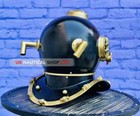 Diving Helmet Antique Us Navy Morse Deep Sea Scuba Black Helmet Wooden Base 18 