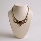 Vintage 1950s Blue   Orange Rhinestone Bib Necklace