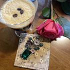 Vintage Crystal Rhinestone Flowers In A Green Vase Brooches Pins For Women