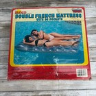 Vtg Sunco Double French Mattress Pool Float 1990 36 Pockets Silver clear 78 X 56
