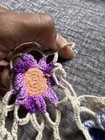 Vintage Handmade Crochet Lace Doily Floral Centerpiece Table Decor Purple Orange