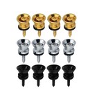 2pcs Metal Guitar Strap Buttons Locks Pins Screws Silver Gold Black