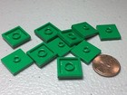 New Lego Plate X10  Modified 2 X 2 - 1 Stud In Center  jumper  Green 87580