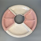Vintage Usa Pottery Lazy Susan Serving Set Pink Speckle A310 Divided Trays Bowl
