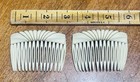 Vntg Lot Of 2 Butterscotch Ivory Cream Pearl Bakelite Hair Comb With Gold Detail