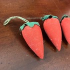 Set Of 3 Antique vintage Sawdust Filled Strawberry Pincushions Sewing 