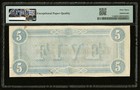 Pmg Chunc63 T-69  5 1864 Confederate States Civil War Obsolete Banknote Currency