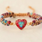 Handmade Natural Heart Gemstone Sea Sediment Healing Chakra Women Bracelet Gifts