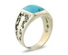 Men Vintage Nugget Ring 925 Sterling Turquoise Artist Signed Sc Size 10 25