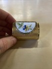 Vintage Floral Goldtone Trinket Box Jewelry Or Pill Box