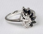 New Avon Sterling Silver Genuine Black Sapphire Marquise Ring - Sz 5 6 7 8 Or 9