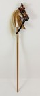 Vintage Wooden Hand-carved Stick Toy Hobby Horse Leather Ears Bridle Real Hair