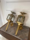 Vintage Pair Brass Wall Sconces Carriage Style Eagle Empire
