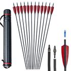 12x 30  Carbon Shaft Arrows Spine 500 Od 7 6mm Red True Turkey Feathers Hunting