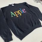 Vintage 90s Apple Computer Sweatshirt Mens Large Tultex Black Rainbow Nos