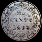 Newfoundland 20 Cents 1890 Queen Victoria Km 4 Silver Coin  44