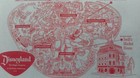 Rare 1955 Walt Disney Orig Disneyland Park Paper Placemat Swift Market Red Wagon