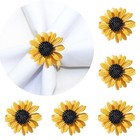 Napkin Rings Set Of 6 Sunflower Metal Holder Fall Yellow 