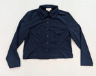 Chadwick s Women s Top Size 16 Navy Blue Button-up Long Sleeve Dress Shirt