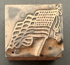 Antique Letterpress Printing Block Stamp American Flag 48 Stars Usa Patriotic