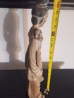 Antique Asian Carved Wooden Deity Figure  Hand-painted Folk Art Sculpture