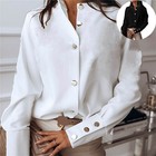 Women Tops Long Sleeve Down Loose Ladies Casual Work Button Blouse T Shirt Us