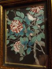 Vintage Antique Asian Block Print Bird Blossoms  5x7  Vintage 1980-90s Frame