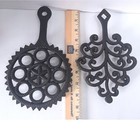 Vintage Griswold Cast Iron Trivet Set No 1901 Tree Of Life   No 1902 Star Wheel