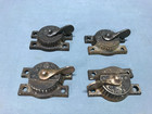 Antique Set 4 Vtg Cast Iron Latches   Catches Window Sash Locks Old 1880-24b