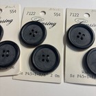 3 Cards Landing  Vintage Buttons Black Large 1 1 8   Size 45 4 Hole B3