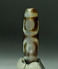 Rare Pre-1800s Indo tibetan Old Agate 3 Eye Motif Dzi Bead 12 41mm