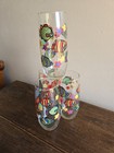 Set Of 4 Vintage  Libbey Multicolor Tropical Fish 16 Oz Tumblers Glassware