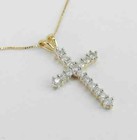 2 50ct Round Cut Diamond Cross Pendant Necklace 14k Yellow Gold Over Free Chain