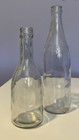 2 Vintage Clear Glass Bottles 8 25    10 25  - Pretty For Decor Or Flowers