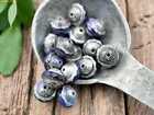 White Silver Washed Matte Violet Purple Ab Czech Glass Saturn Beads