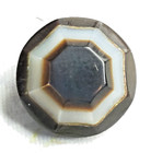 Antique 2-tone Laminated Pearl Shell Button W  Carved Octagon   9 16  14mm