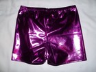 Girls 12-14 Metallic Iridescent Spandex Dance Gymnastics Shorts Purple Nip Tween