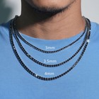 4mm Black Moissanite Tennis Chain Necklace For Men 925 Sterling Silver Pass Test