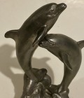 Michael Ricker Solid Pewter 2 Dolphins Figure  Numbered  Signed  1995  6   